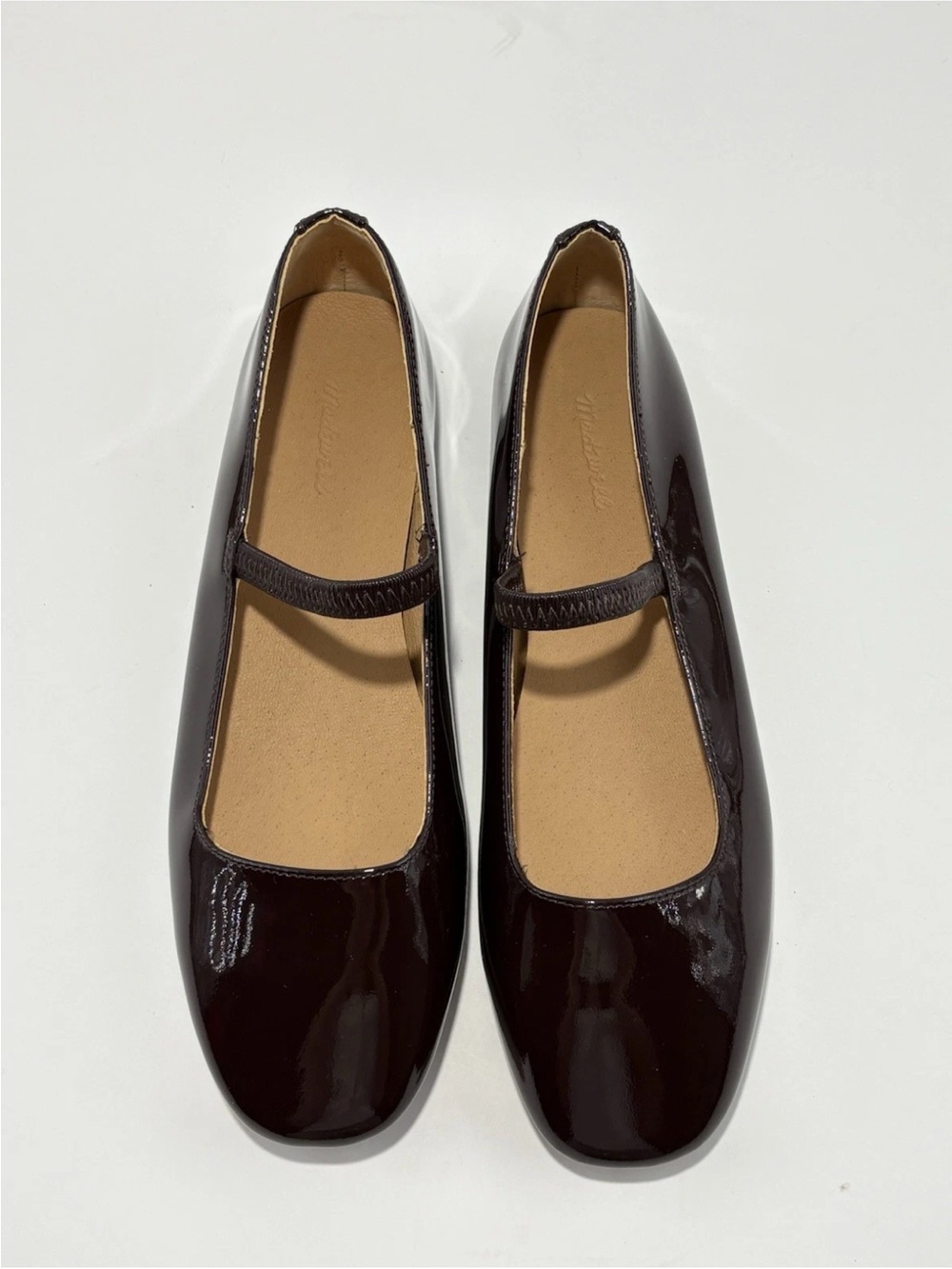 Madewell Greta patent leather Mary Jane flats in a dark berry NWOB 6.5